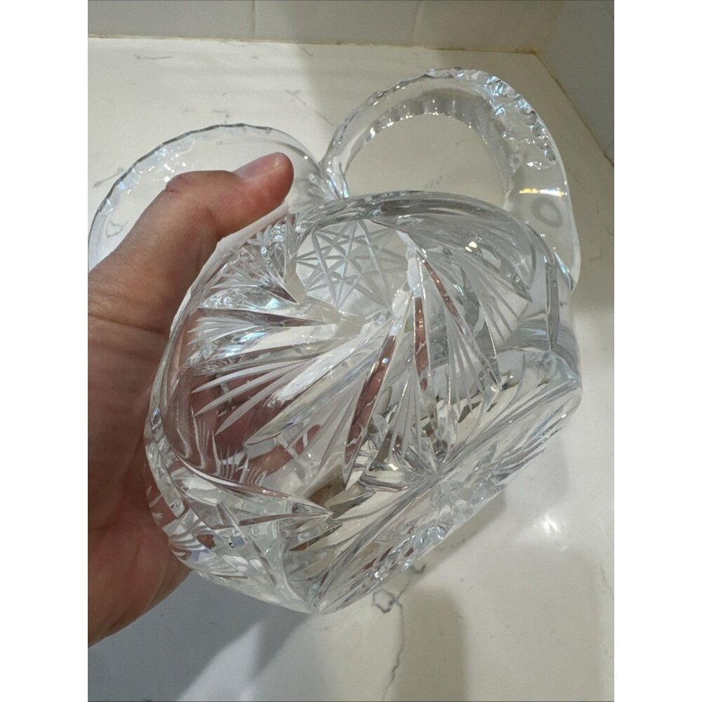 Vintage Beautiful Polish Cut Crystal Pinwheel Pattern 5" Pitcher - Picture 9 of 16